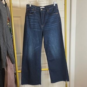Re/Done Stovepipe Cropped Indigo Wide-Leg Jeans